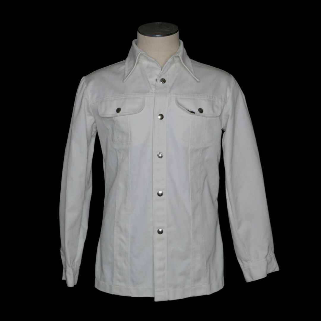 VTG 70s LEE Denim Chore Workwear Shirt Jacket West Cal 45 Snap Front USA Sz S ?