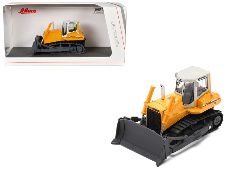 Liebherr PR 744 Bulldozer Yellow with White Top 1/87 (HO) Diecast Model Car