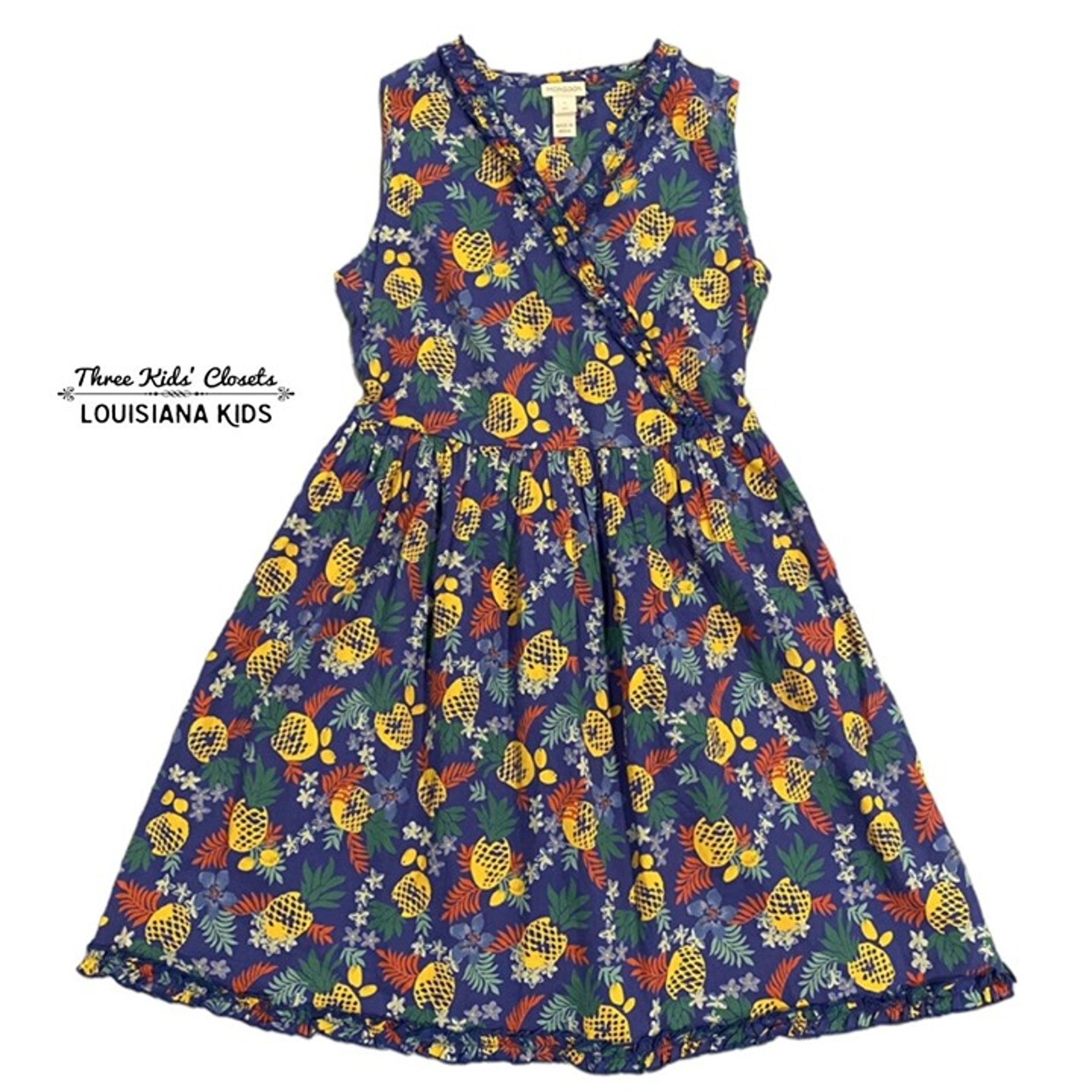 Monsoon 11Y Colorful Blue Pineapple Floral Dress