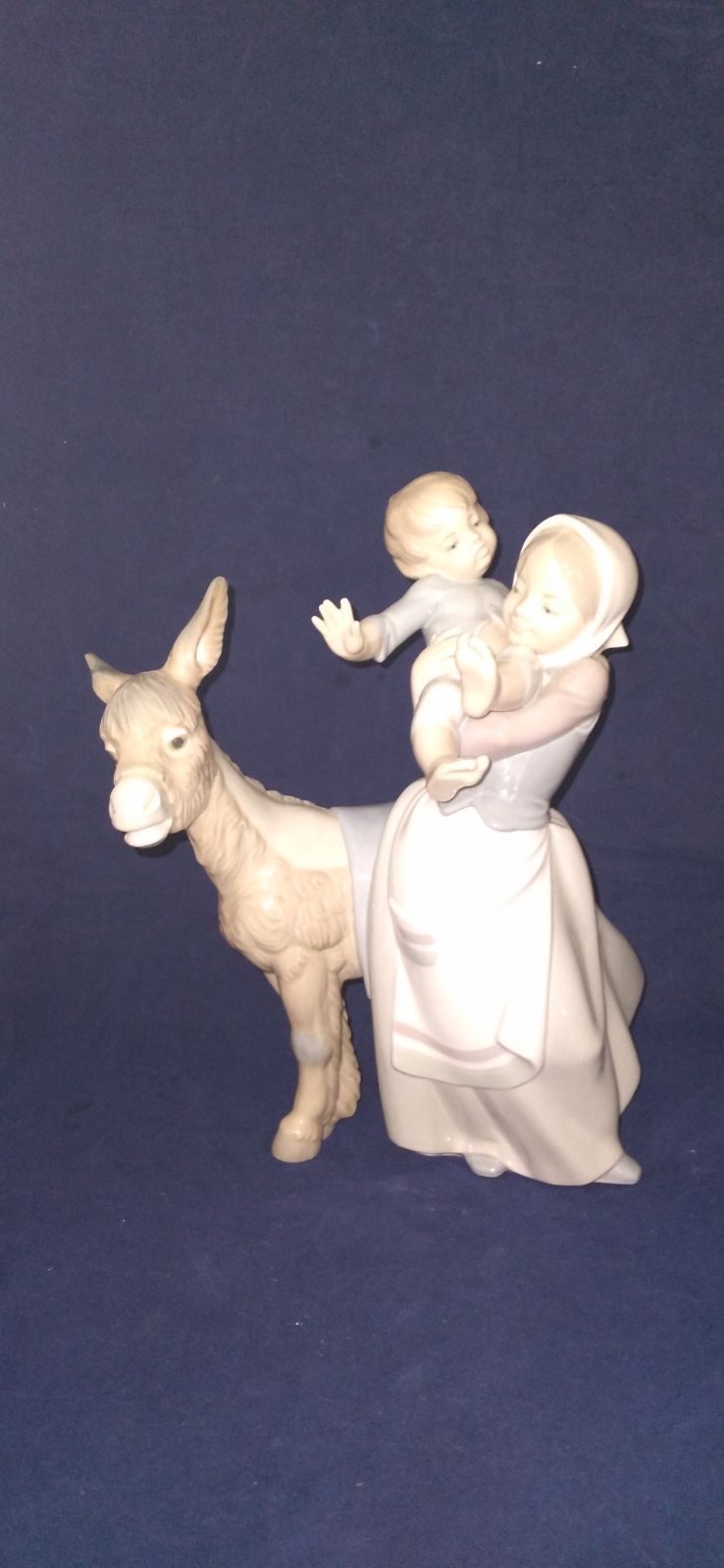 LLADRO #4843 DONKEY RIDE MOTHER CHILD BURRO RARE RETIRED FINE PORCELAIN FIGURI
