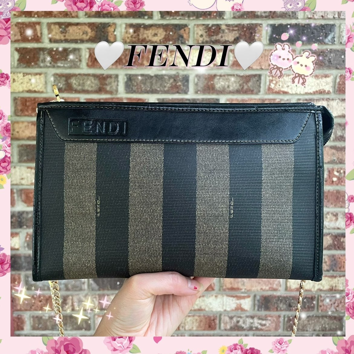 ✨Auth FENDI Pequin Zucca Zucchino Monogram Clutch/Pochette ( Big Size)❤️