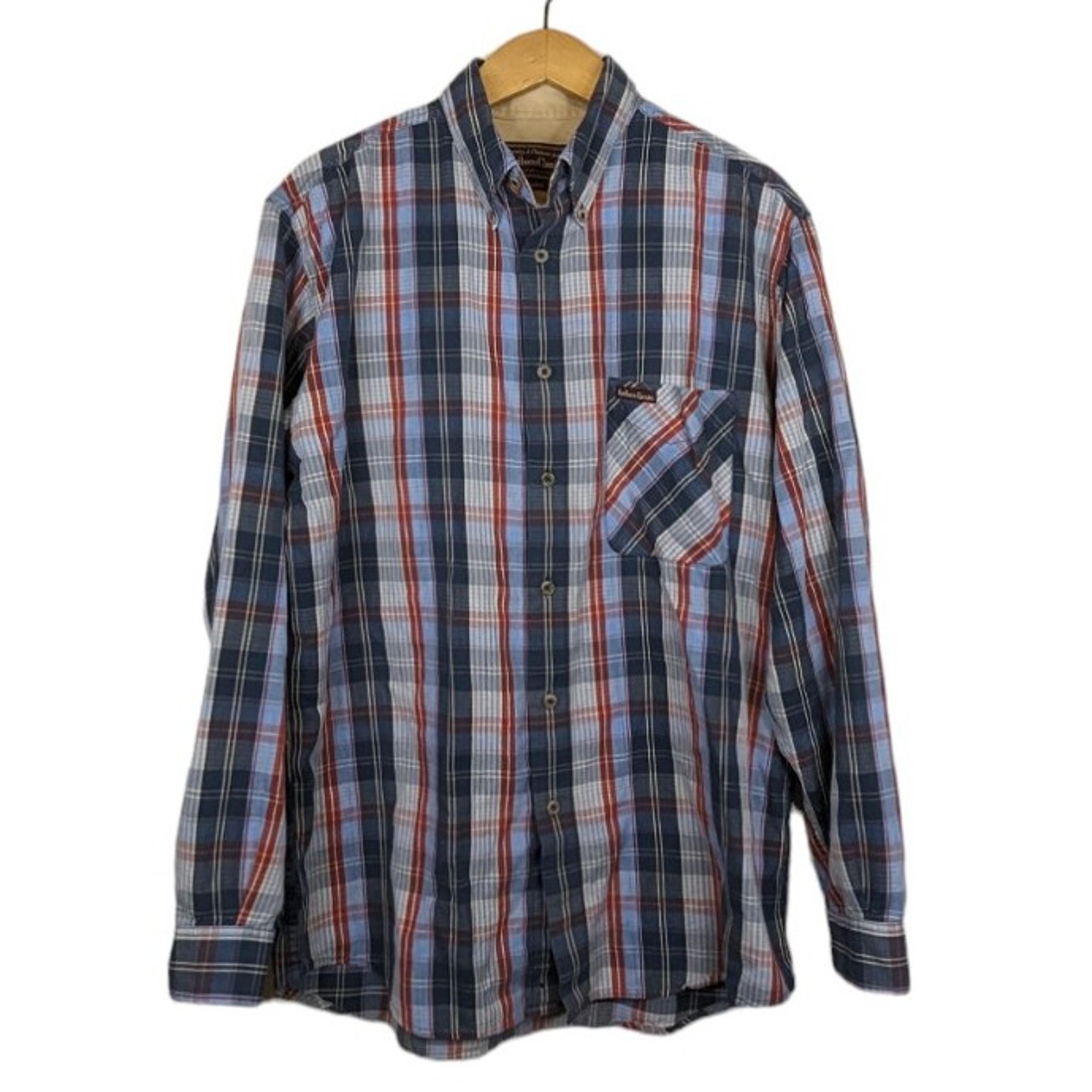 VINTAGE Marlboro Classics Men's Plaid Cotton Button Down Shirt 80s Blue LARGE