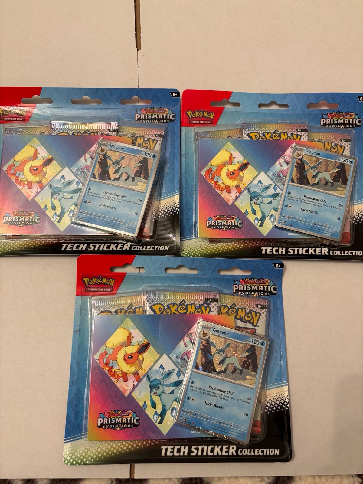 Pokémon Prismatic Evolutions Glaceon Sticker Collections Bundle 3