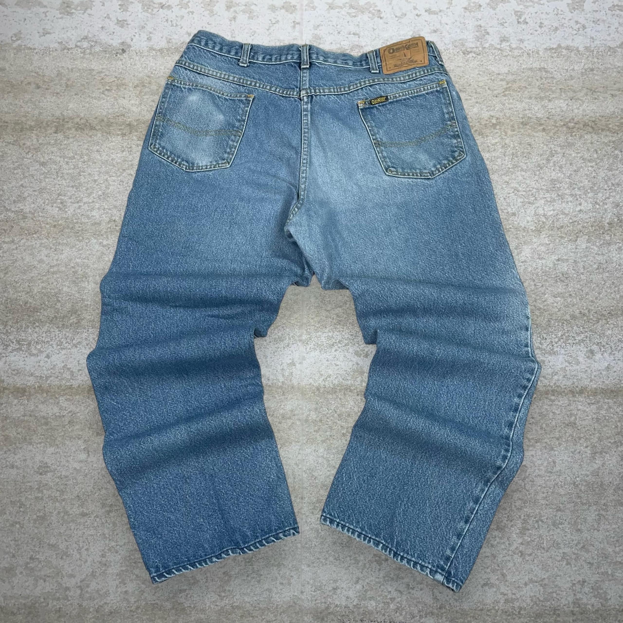 Vintage OshKosh Jeans Made in USA Baggy Fit Light Wash Denim 100% Cotton 90s