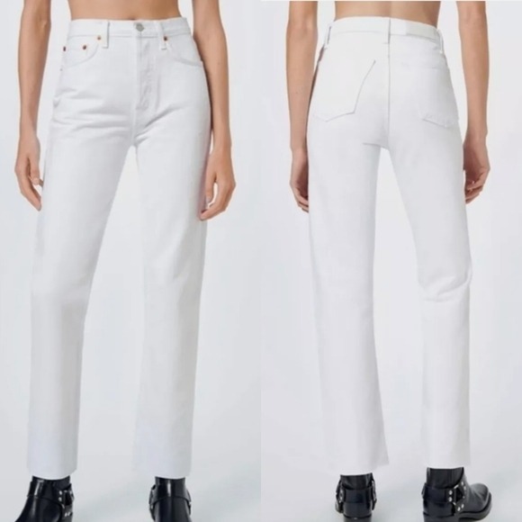 Re/Done | 70s High Rise Stove Pipe White Jeans NWT