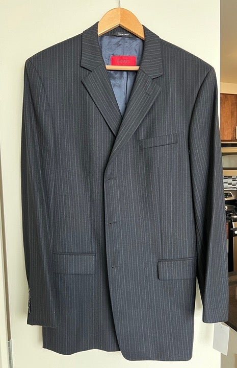 44R HUGO BOSS Albo Hago Suit Jacket - Men 44R Pinstripe Suit Jacket Red Label