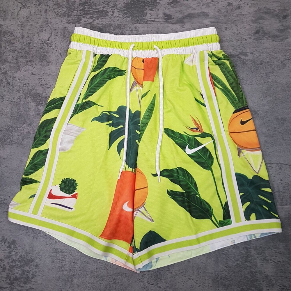 NIKE Floral Court Cortez Plant Tennis Basketball Shorts Mens SMALL Lime Green