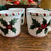 Christmas lefton candy cane holly mugs 1950s