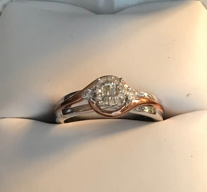 Rose Gold and Silver Solitaire Diamond Designer Ring