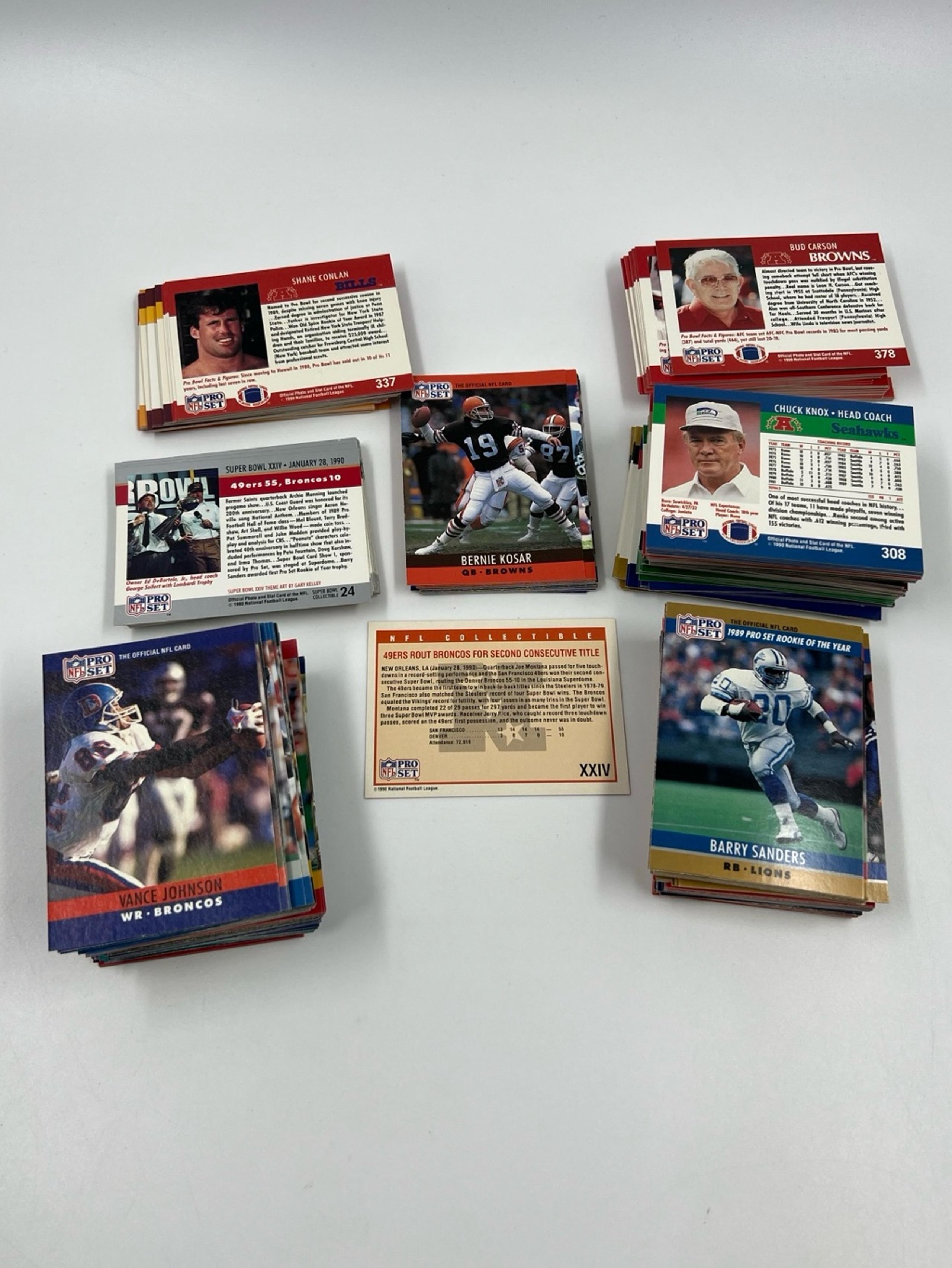 Vintage 1990 Pro Set Football Series 1 Complete Set (no #338) & Super Bowl Set