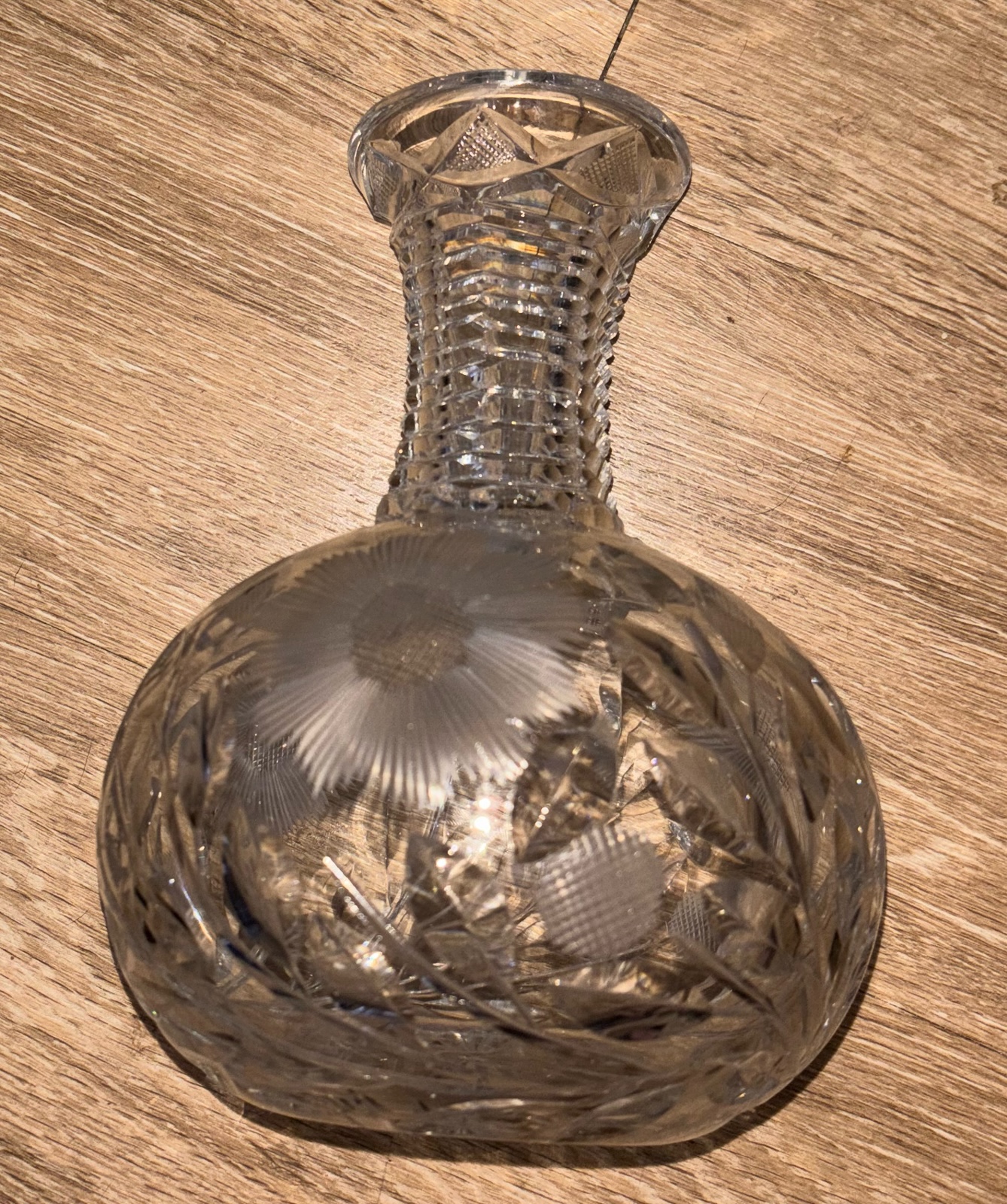 beautiful cut crystal decanter maybe American brilliance