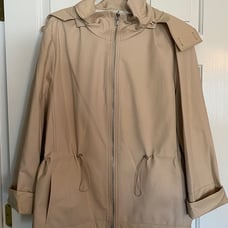 Women’s Calvin Klein Beige Reversible Rain Jacket with Detachable Hood