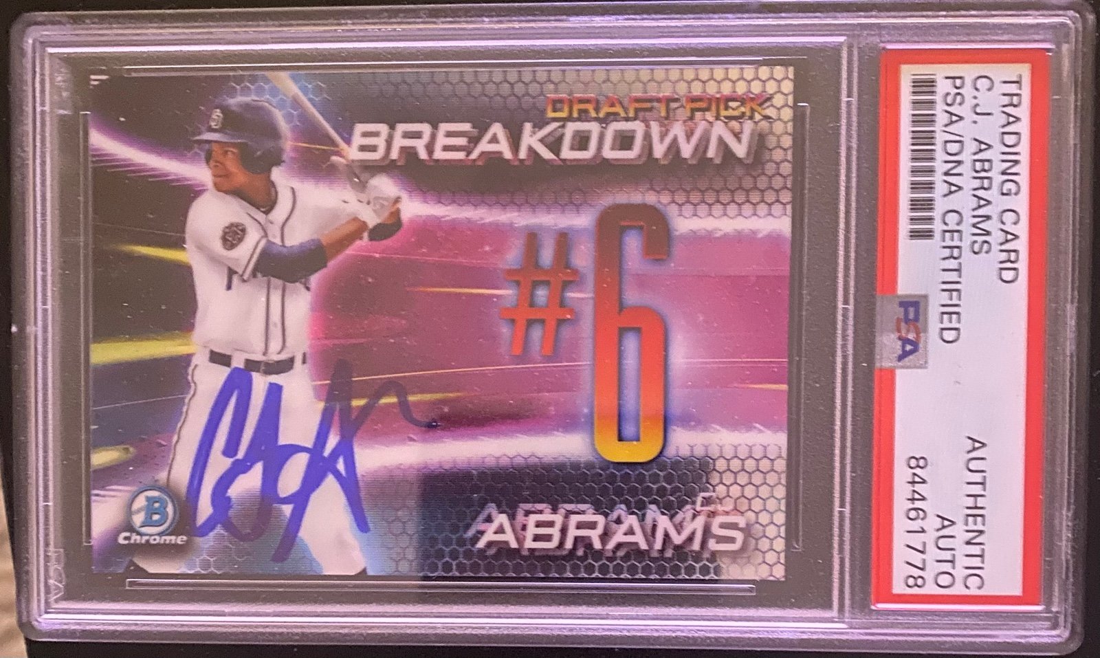 2019 bowman CJ Abrams Rookie on card auto PSA Authenticated