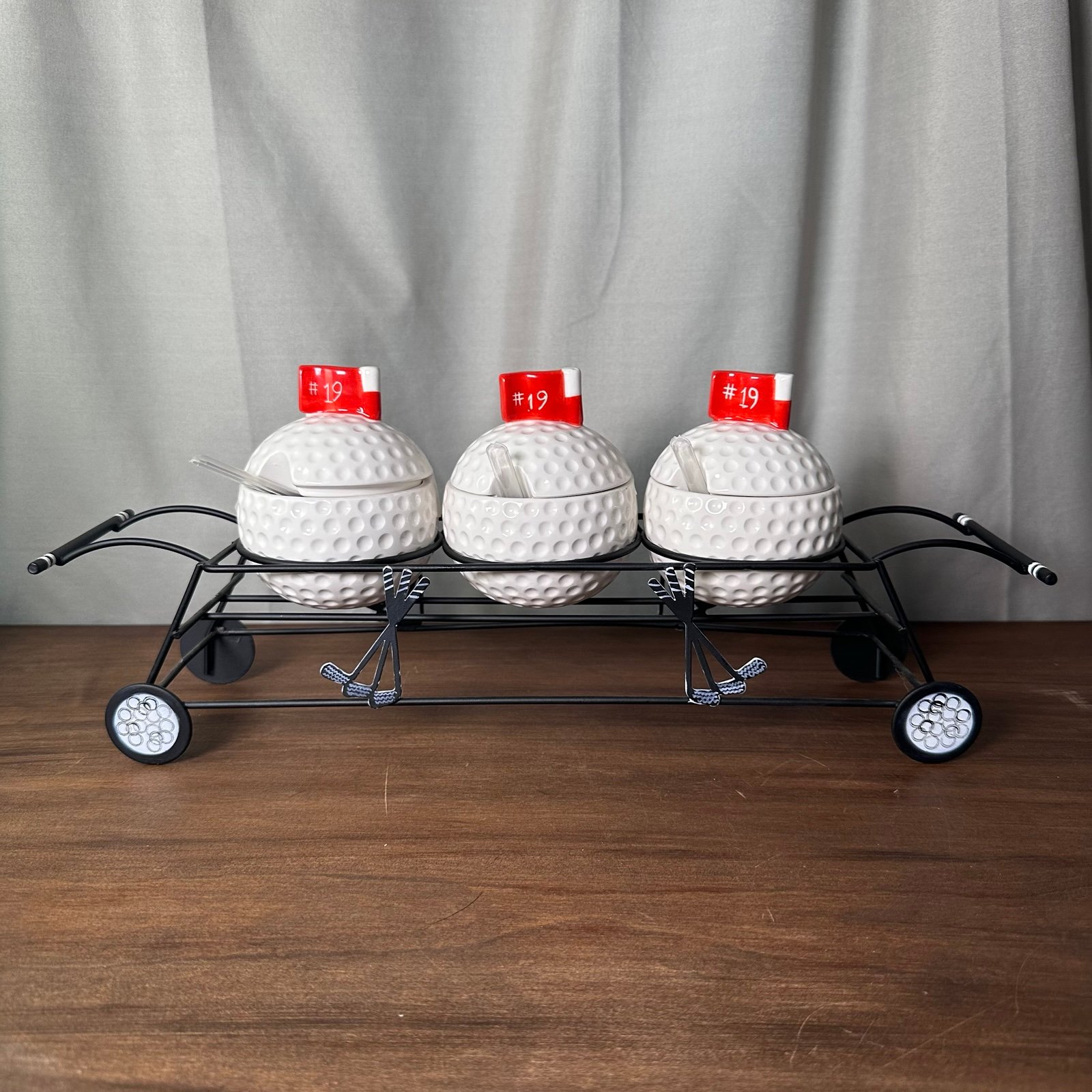 Golf Ball Hole 19 Condiment Caddy Barbecue Picnic Golfer Lifestyle Home Food