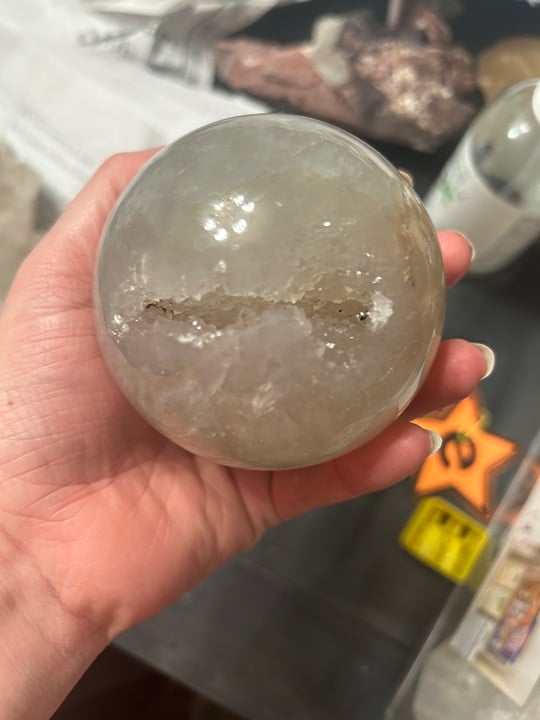 Druzy Agate Sphere with cave opening