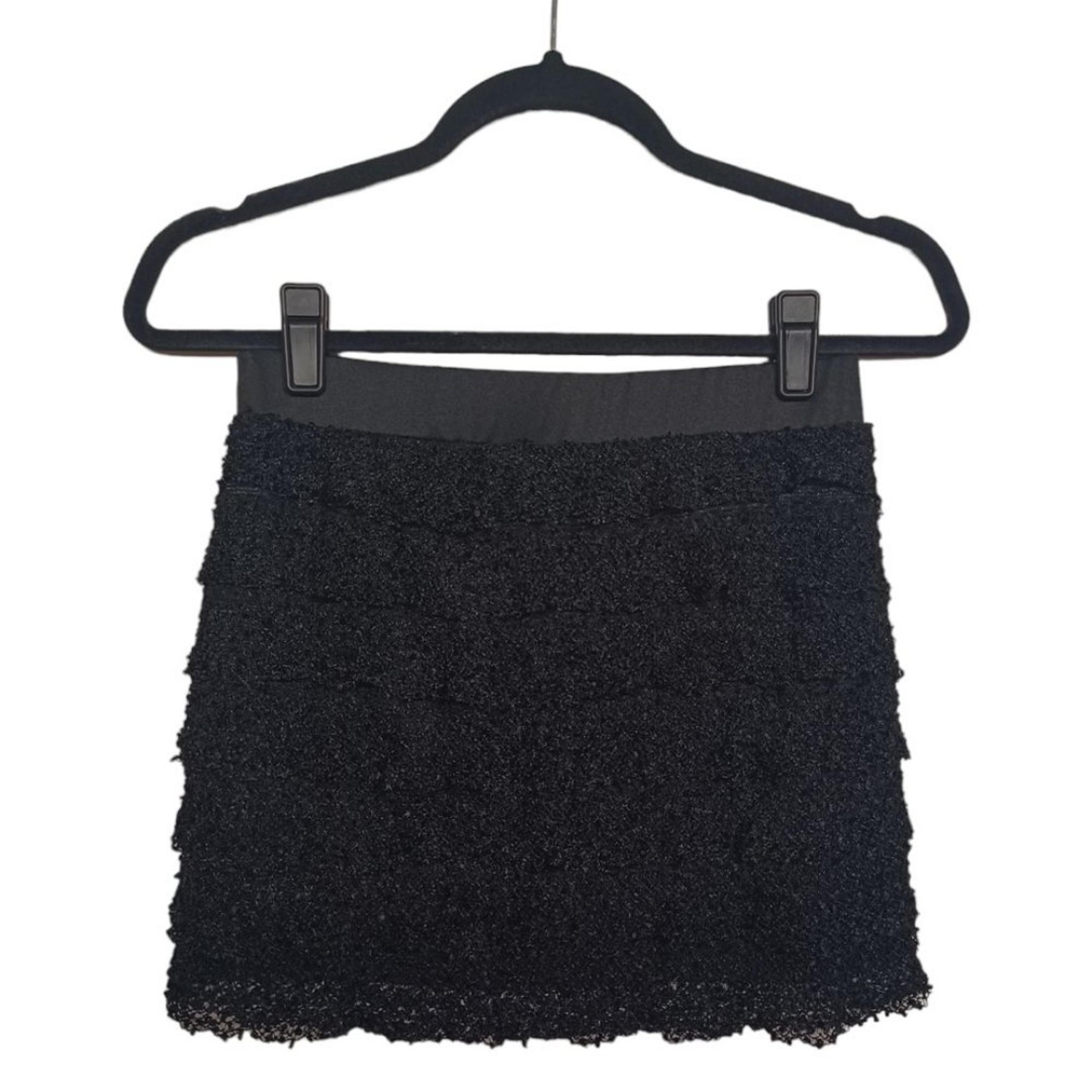 WET SEAL Texture Lace Layer Mini Black Lined Skirt X-Small
