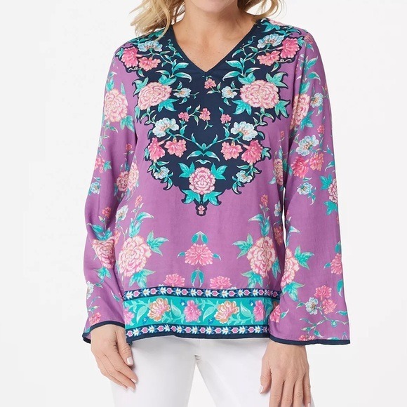 Tolani Collection V Neck Floral Modal