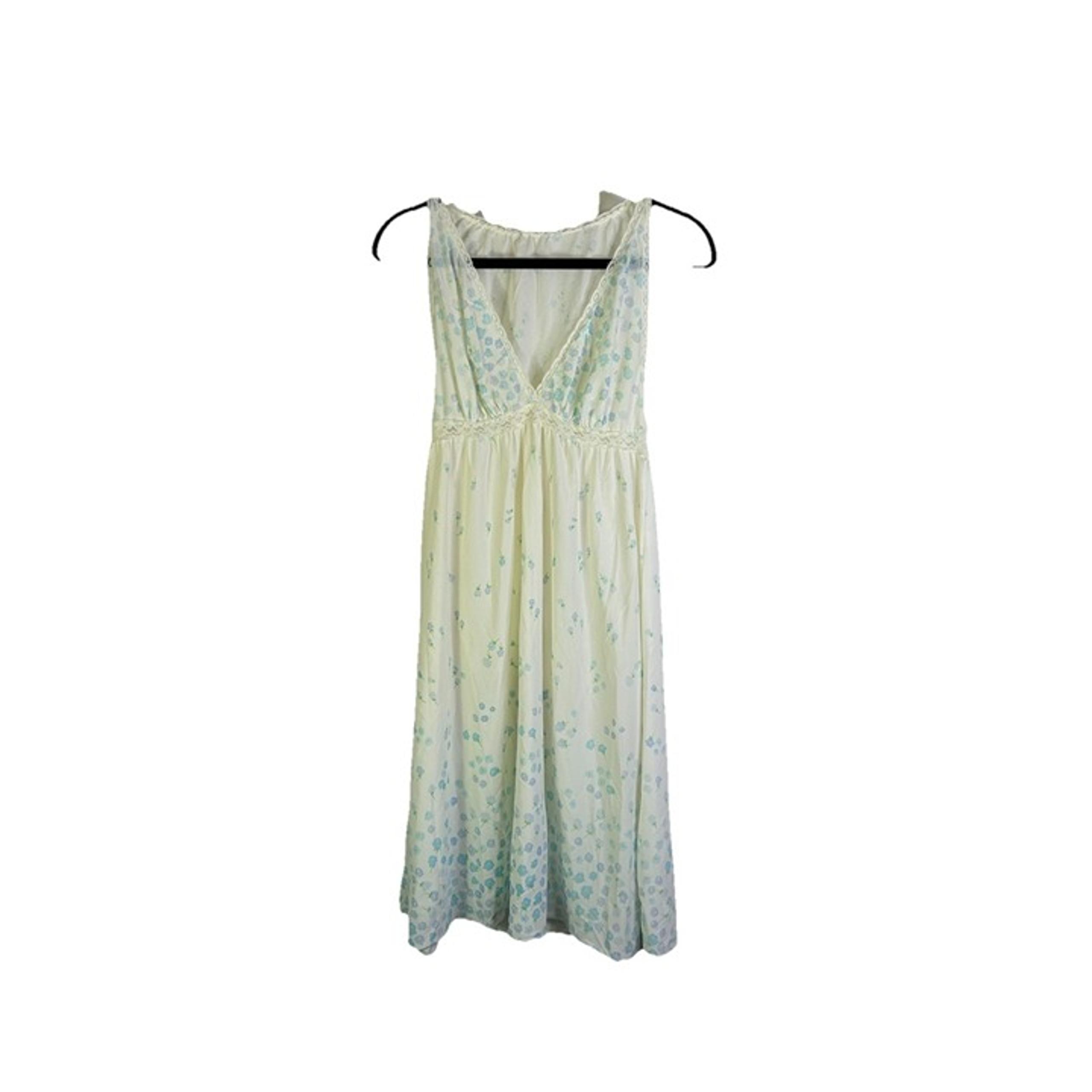 Vintage 70s Womens Medium Floral Lace Empire Nightgown Slip Dress USA Cottagecor