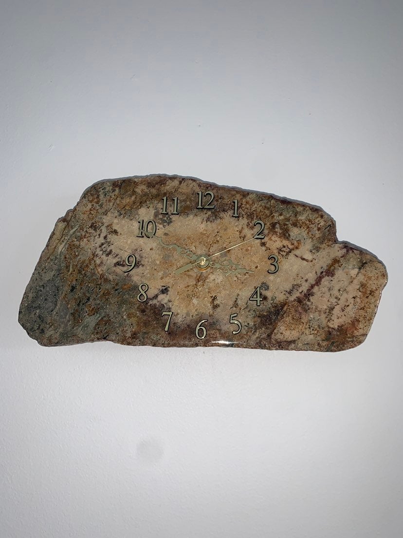 Granite slab Stone clock tabletop or hang battery operated Thin Polished Works