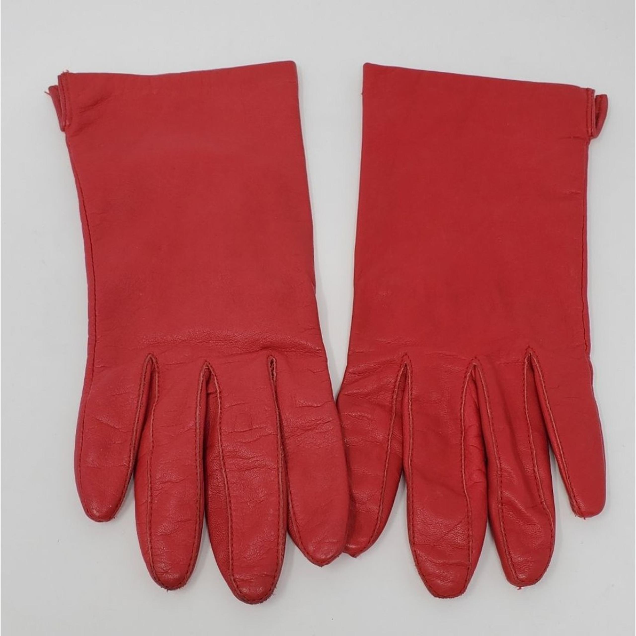 VINTAGE FOWNES RED LEATHER GLOVES WOMEN ONE SIZE