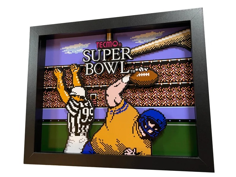 Tecmo Super Bowl - Touchdown Screen - Choose Your Team! - 8x10 3D Shadow Box!