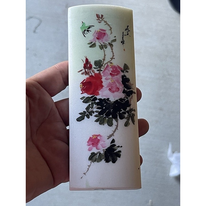 Vtg Marble Paper Weight Waterfall Hand Painted Original Box Collectible