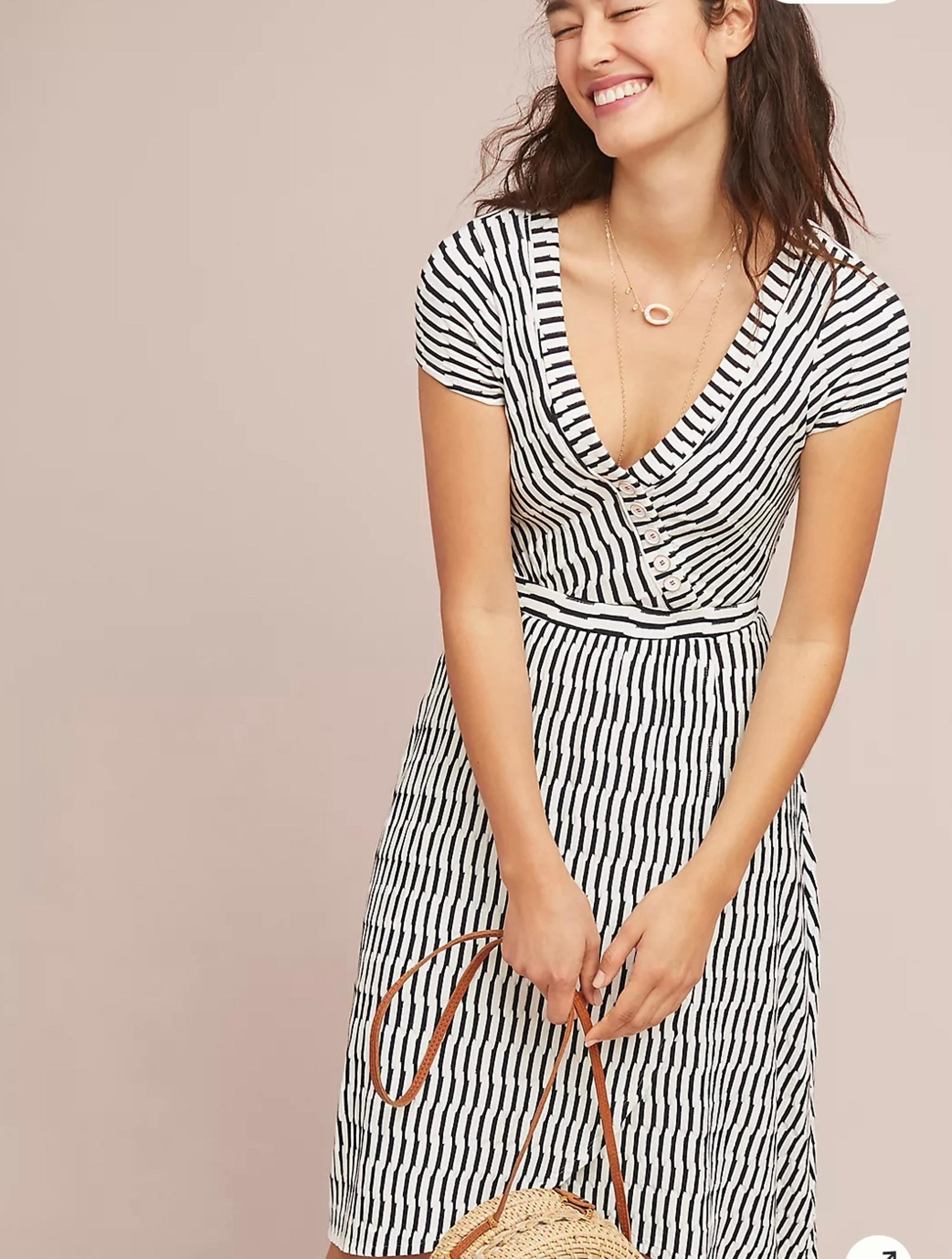 Maeve Anthropologie Womens Paladini Stripe
Dress Knee Length Navy Medium Wrap