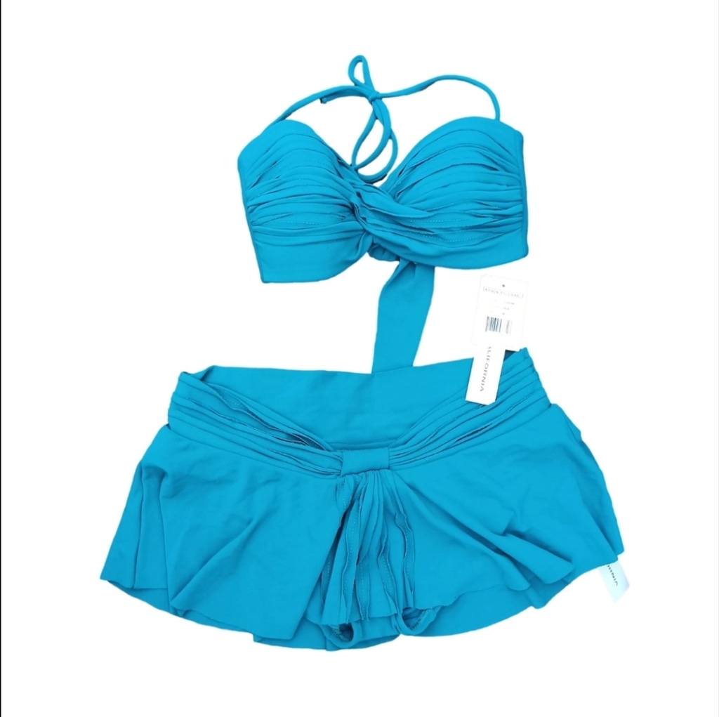 NWT Robin Piccone Bandeau Bikini Top & Swim Skirt