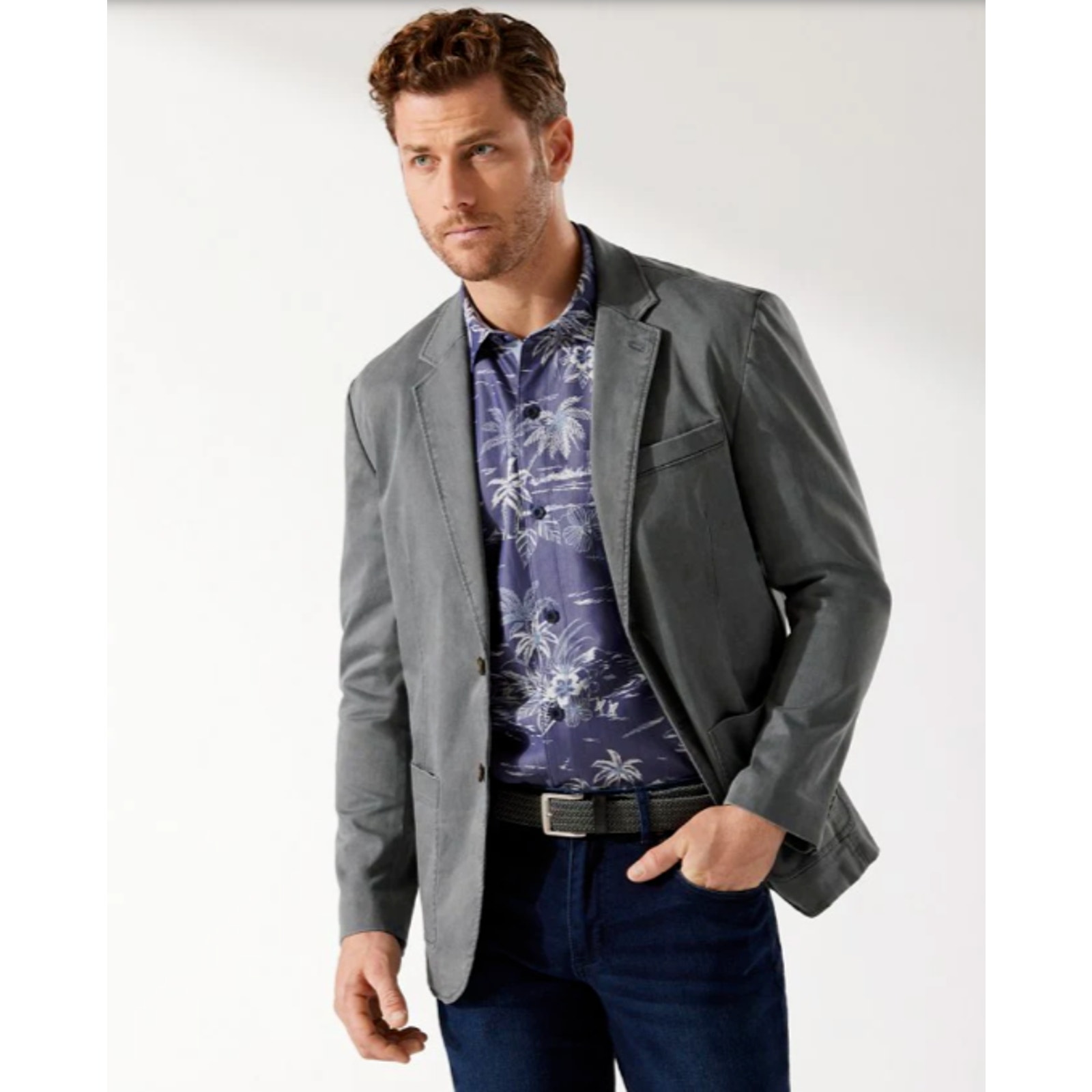 Tommy Bahama Jacket Mens Large Fog Gray Blazer Boracay Unstructured Soft Preppy
