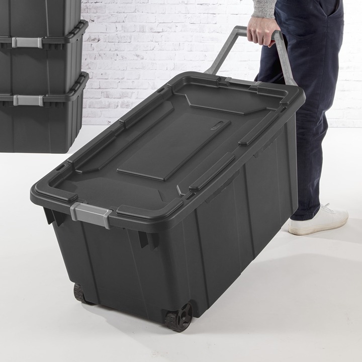 Sterilite 40 Gallon Wheeled Industrial Tote Plastic Adult, Flat Gray