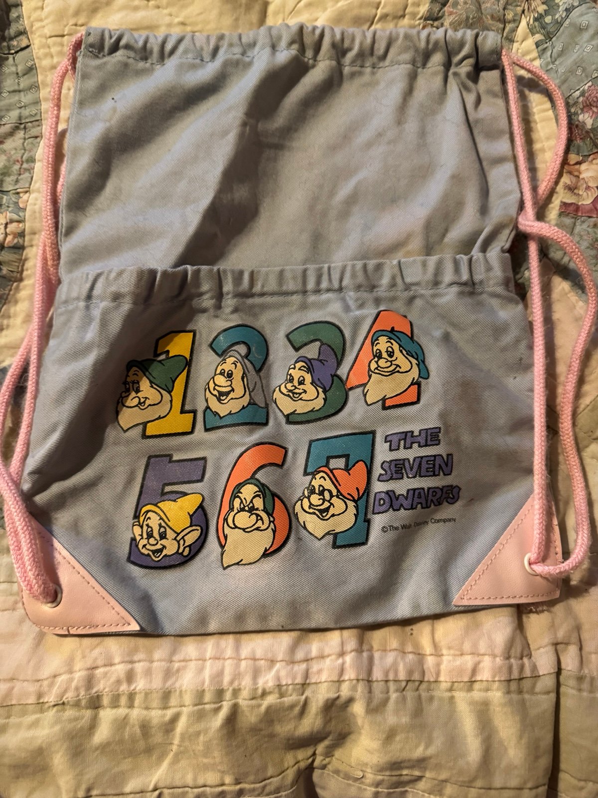Vintage Walt Disney company seven dwarfs dwarves drawstring bag