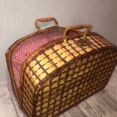 Large Vintage Woven Wicker Picnic Basket
