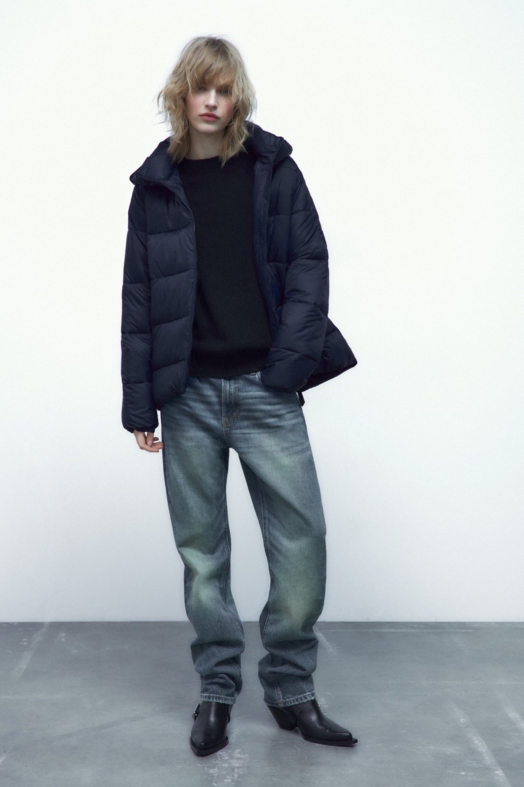 Zara hooded down puffer jacket with pockets