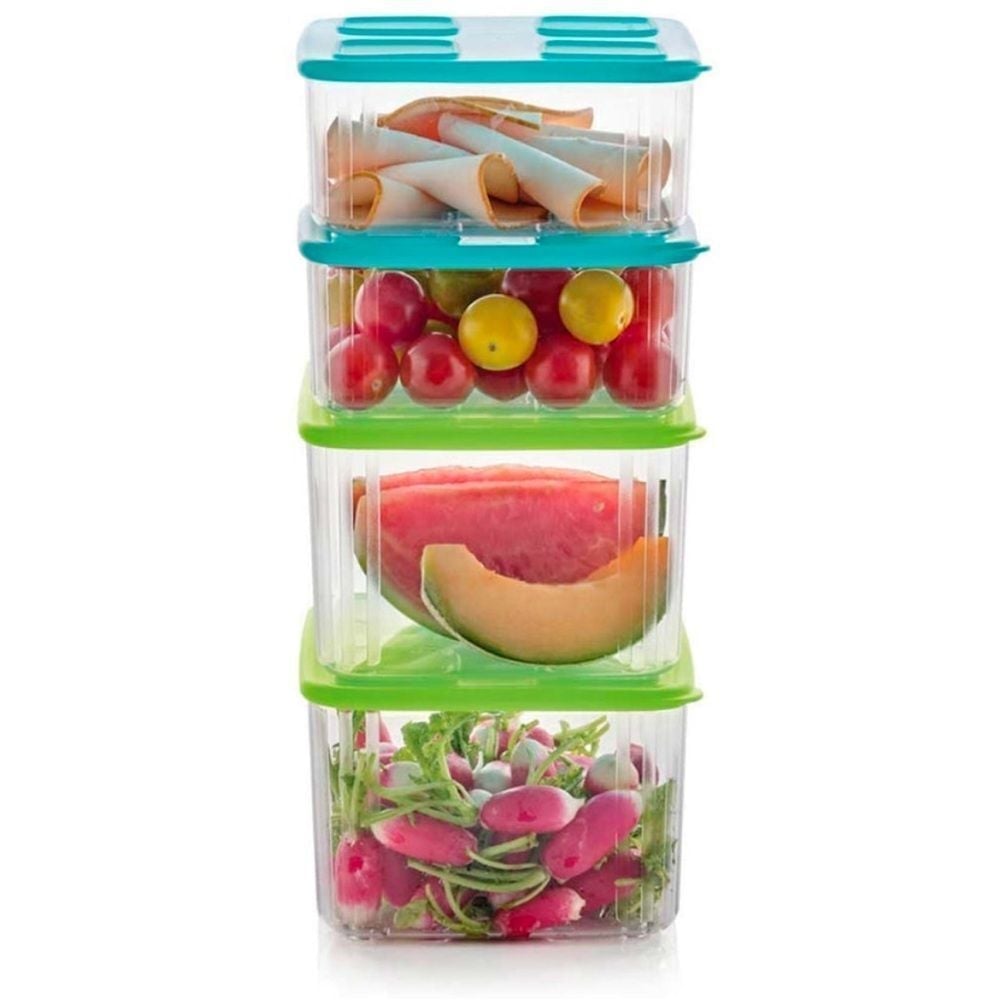 Tupperware Clear Mates Squares Space Saver Stackable Set of 7 Containers With Se