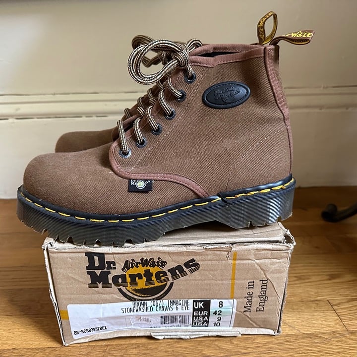 Dr. Martens Vintage Made in England Canvas Brown Stonewash 101 Bex UNISEX UK8