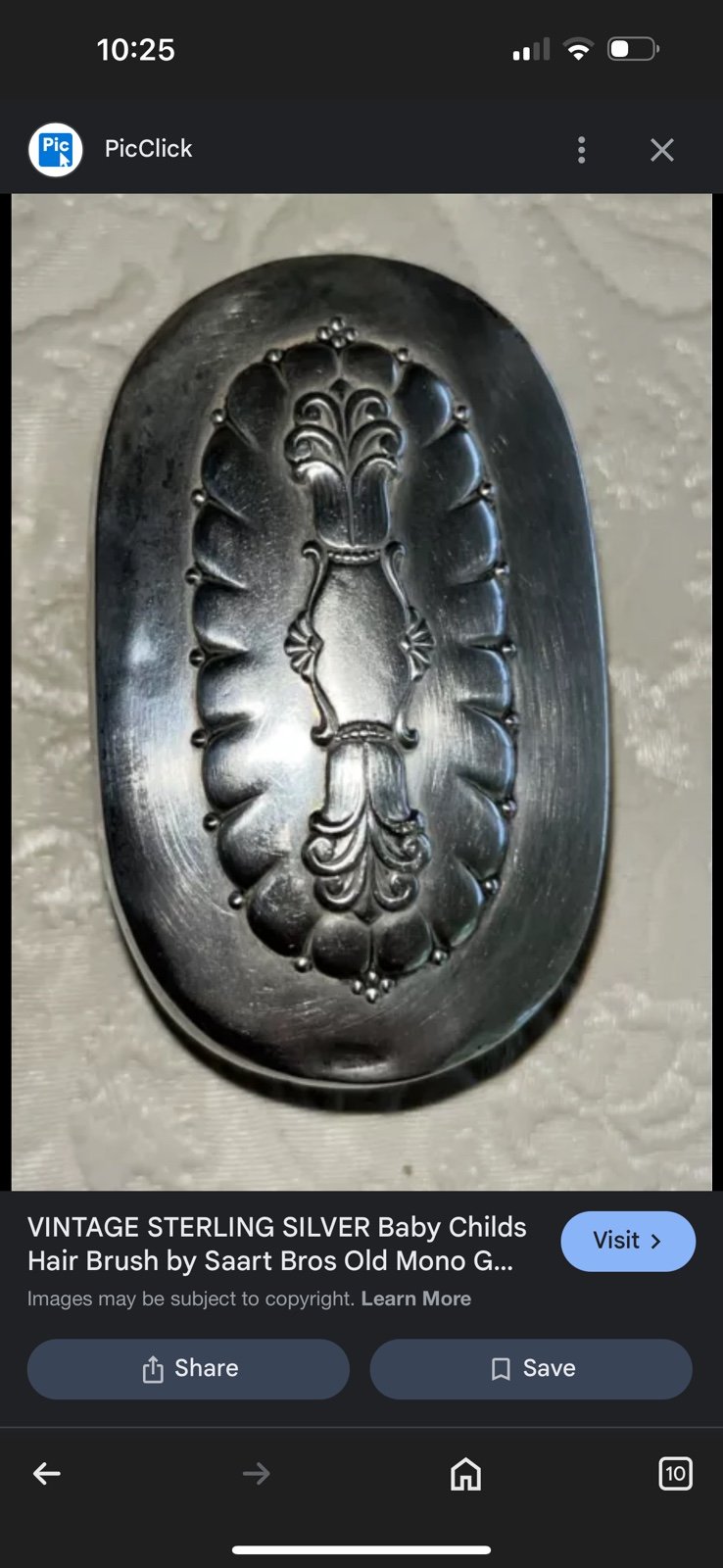 Sterling Silver Baby Brush Vintage Antique. Oval