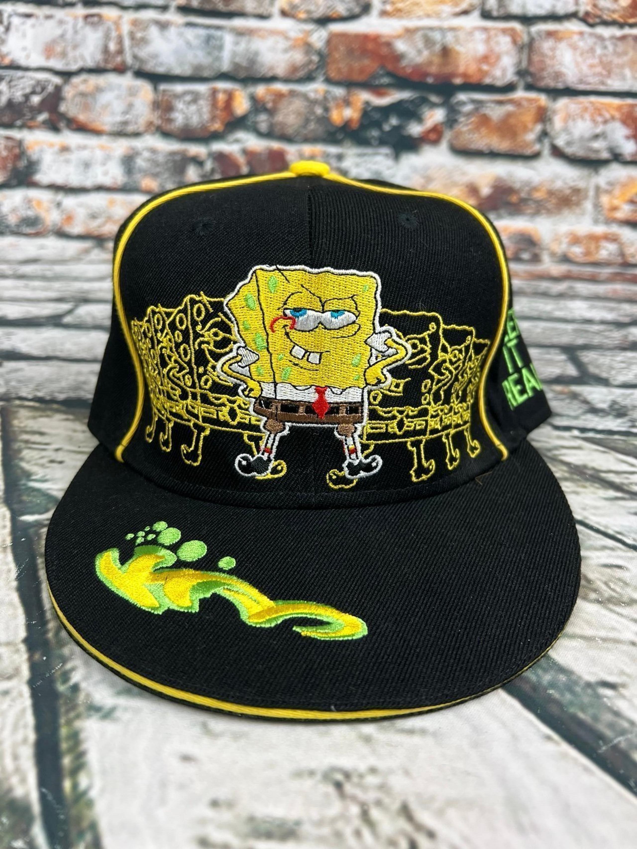 JH Design  - Sponge Bob Square Pants Black Yellow Nickelodeon Fitted Hat 7 3/8