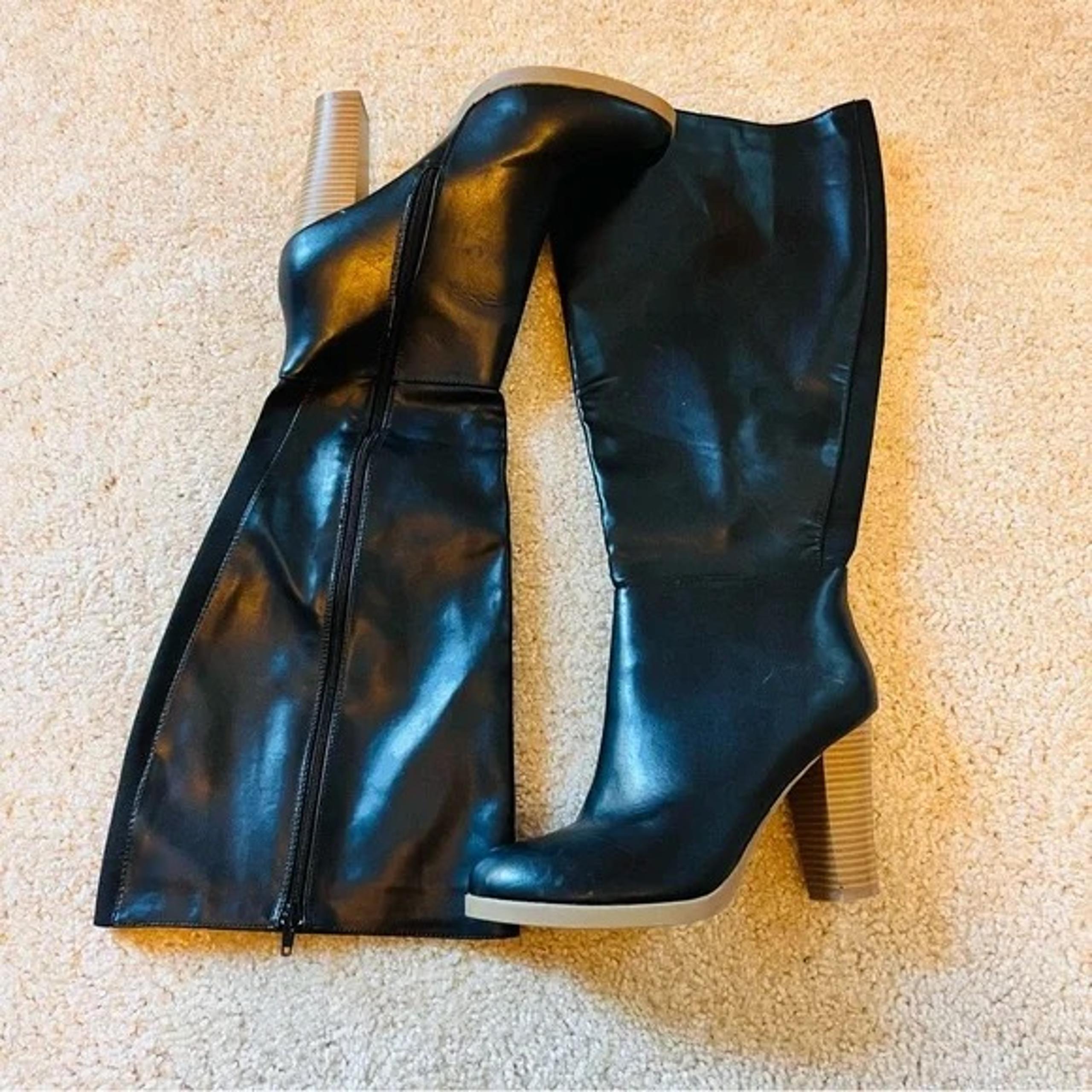 Lane Bryant Faux Leather Heeled Knee Boot Size 10W