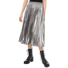 Michael Michael Kors Pleated Metallic Midi Skirt Size Large