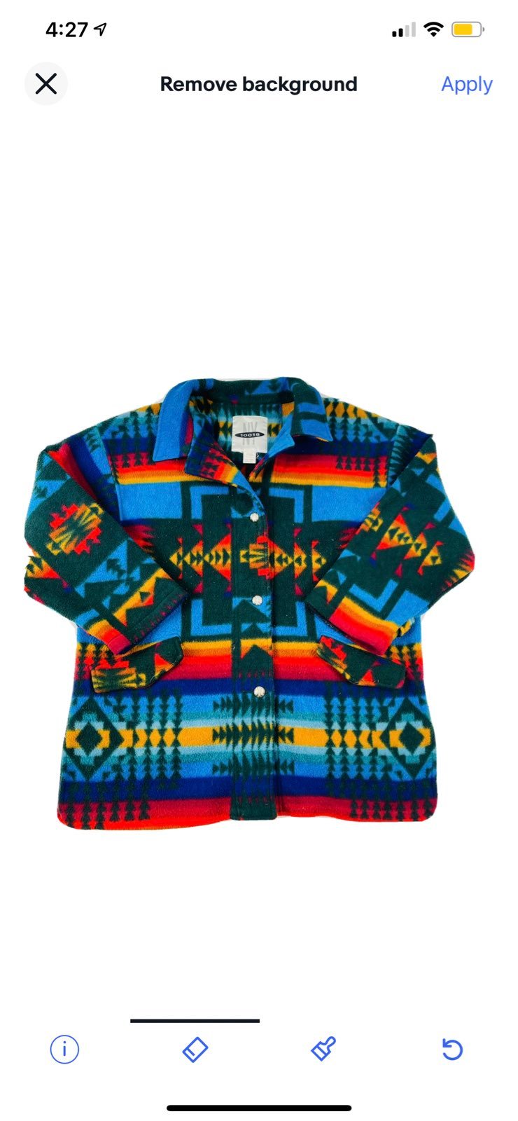 Vintage 90s Mens One Size Navajo Aztec Fleece Blanket Jacket