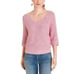 Chico's Pullover V-neck Tape Yarn 3/4 Sleeve Sweater Summer Berry Small/4