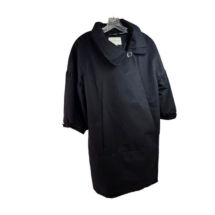 Banana Republic Day to Evening Trench Coat 3/4 Balloon Slv Womens PM Black Twill