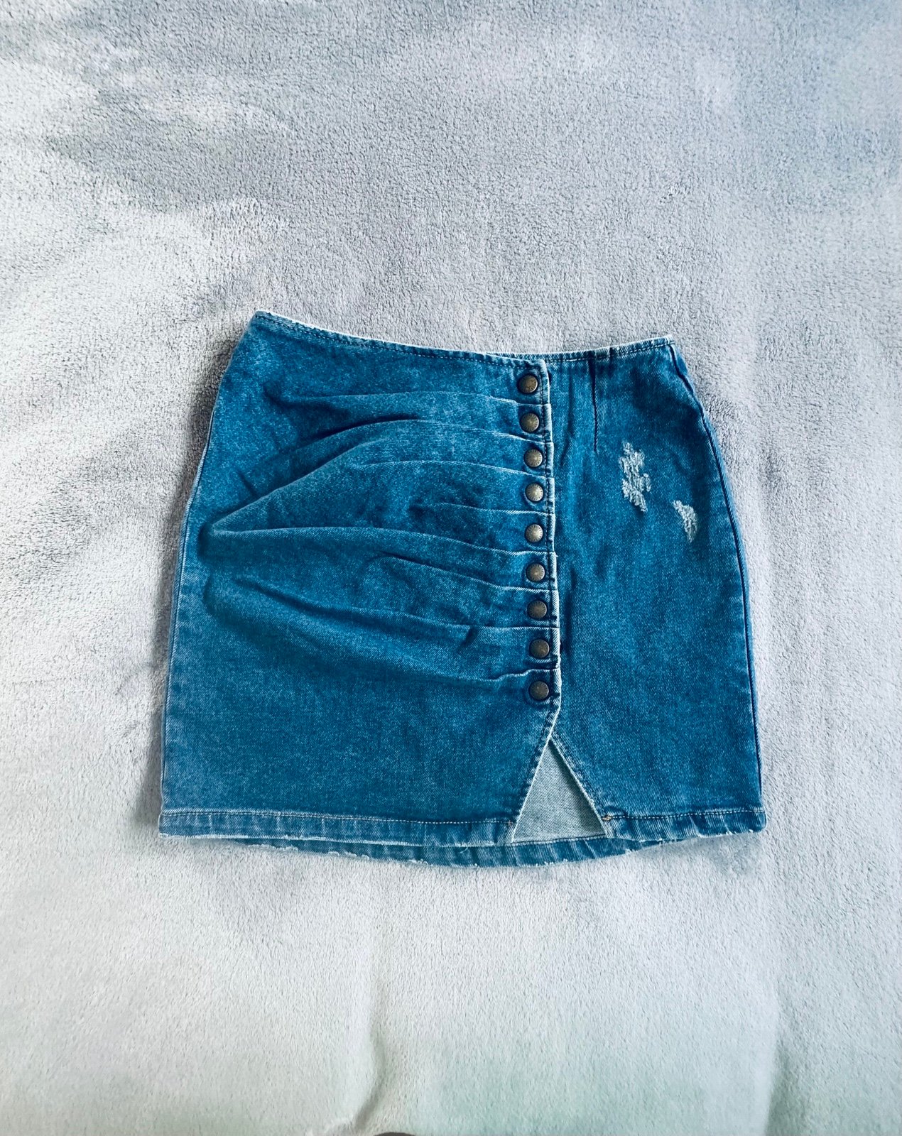 Retrofete Womens Blue Cotton Medium Washed Snapped Buttoned Skirt S