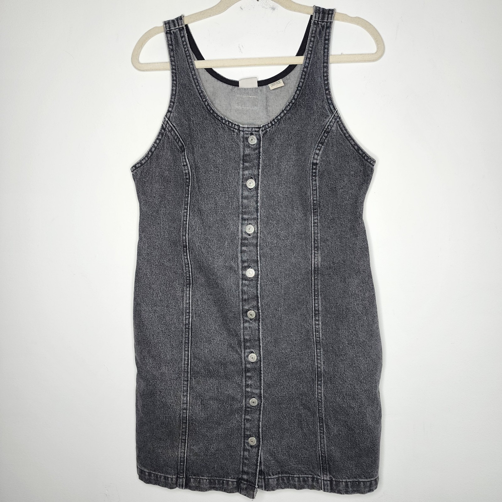 Levis Tuli Denim Mini Dress Size Medium Black Acid Wash Button Front