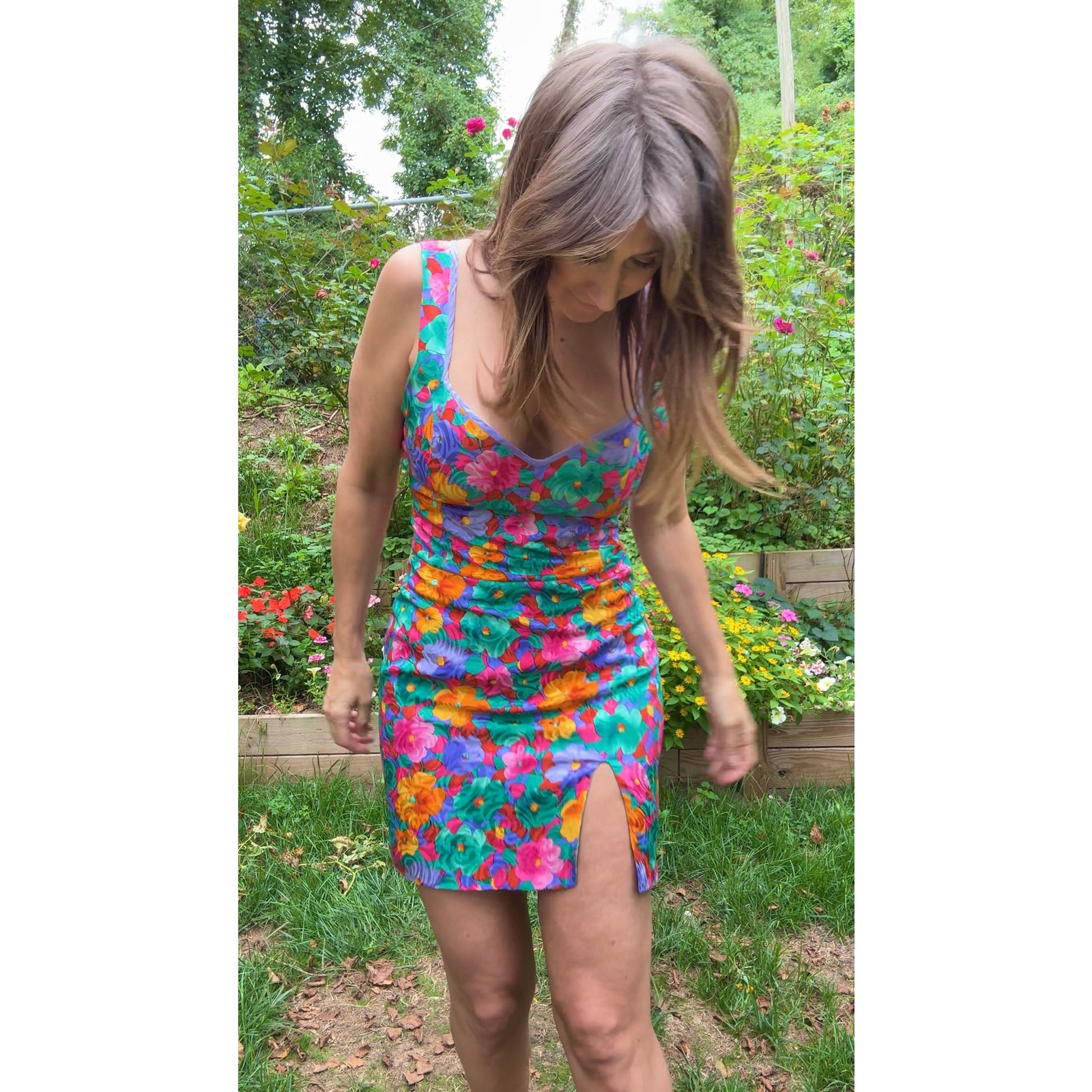 Original Vintage Silk Floral Mini Dress Reworked