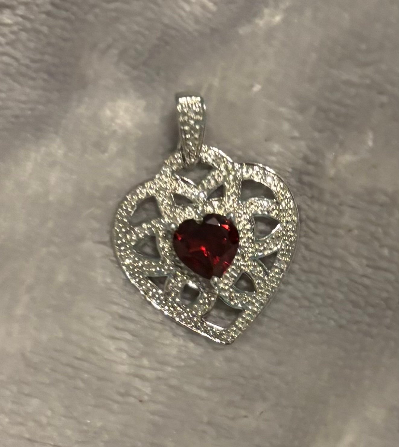 Garnet Sterling Silver Heart Pendant