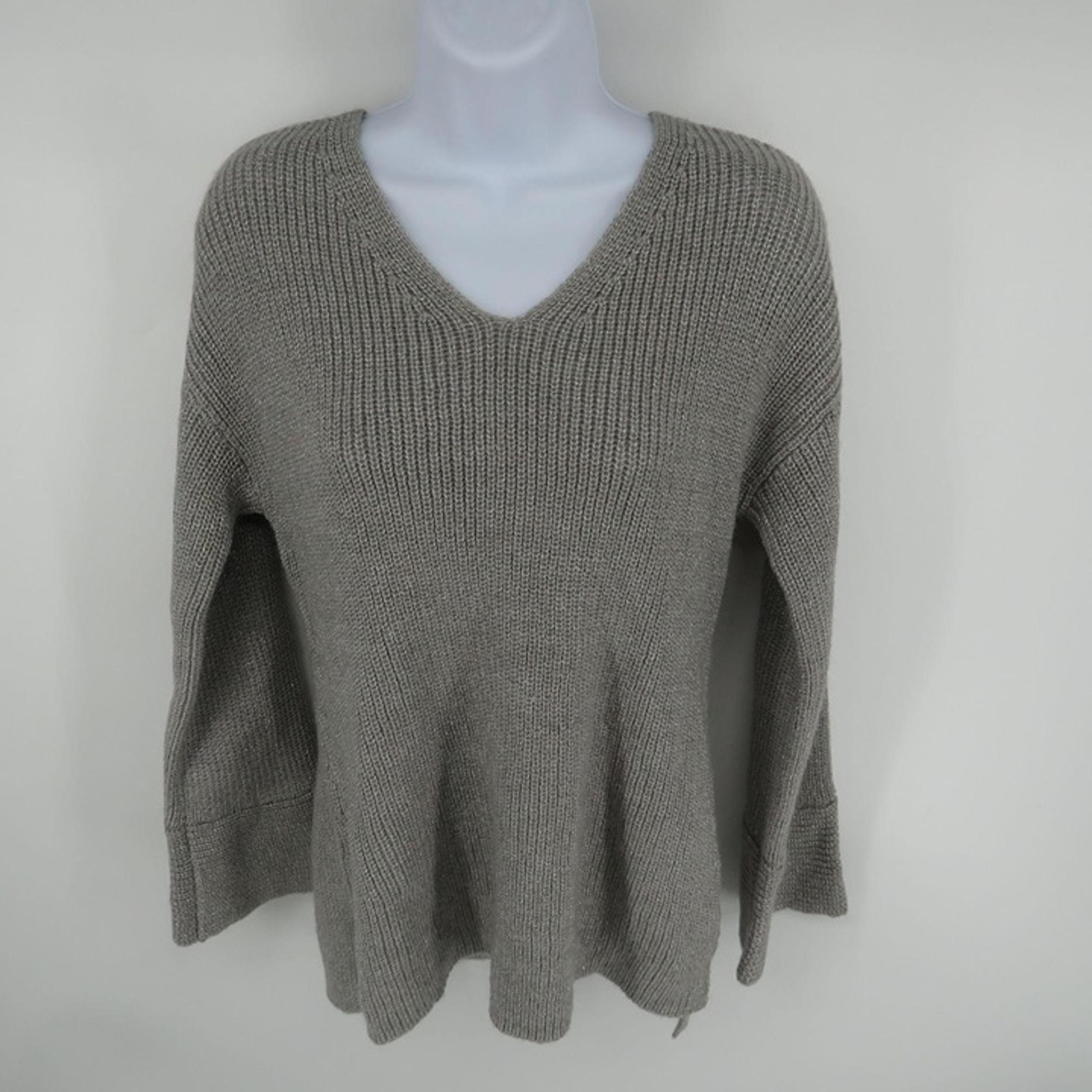 Calvin Klein Womens Gray Metallic Flare Sleeve Sweater Small NWT $89