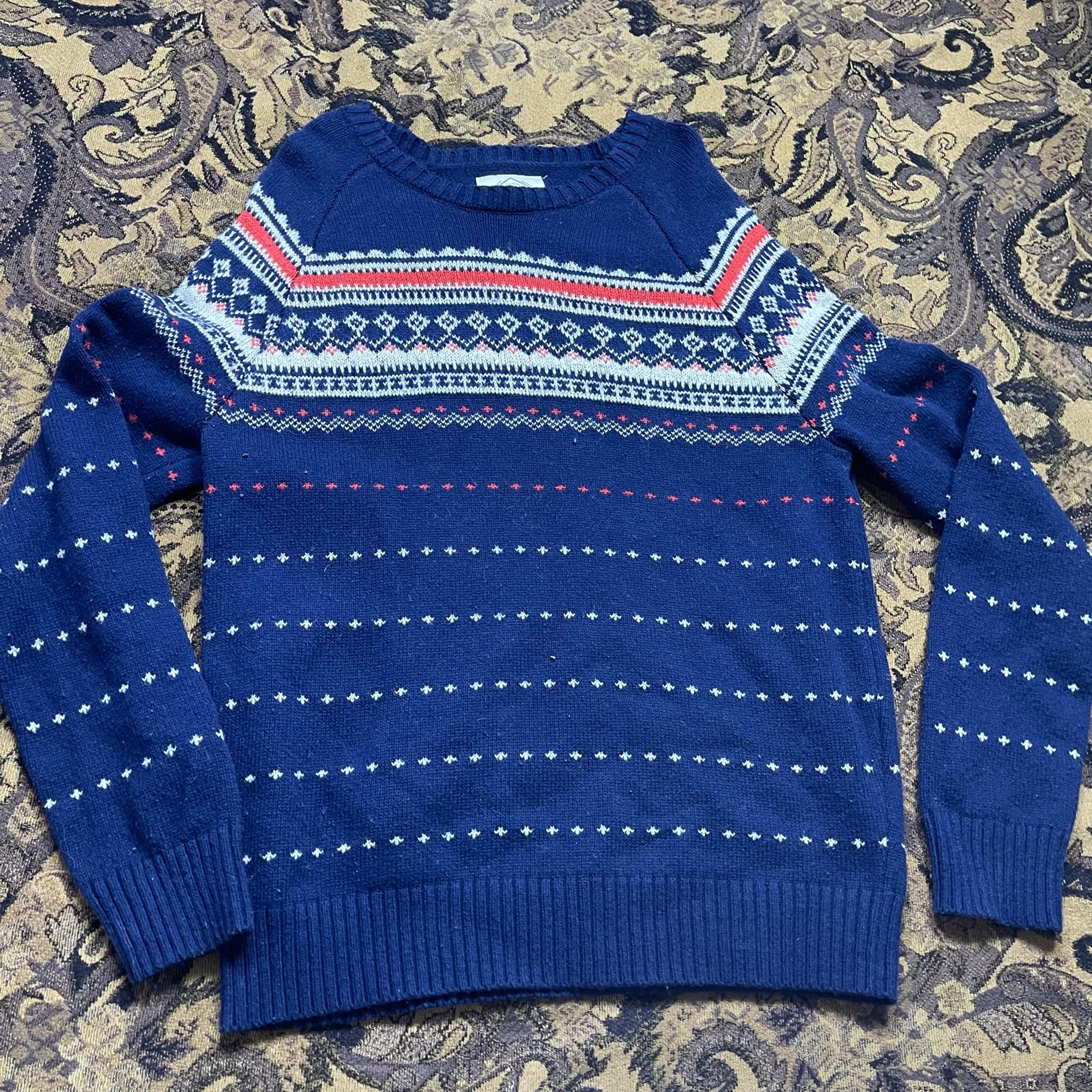 Vtg St John’s Bay Geometric Pattern Navy Blue Pullover Sweater Mens Size M