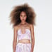 Zara bleach effect purple halter top blouse shirt