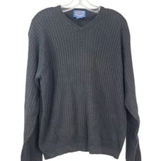 Pendleton Men's Black Cable Knit V-Neck Woolen Pullover Sweater Size S